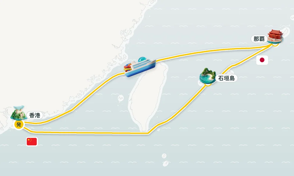 香港発着 那覇（沖縄）・石垣島 6日間の航路
